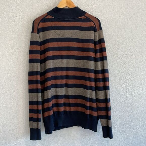 Telluride Clothing Company Striped Cotton Quarter Zip Sweater Size Large - Picture 8 of 9